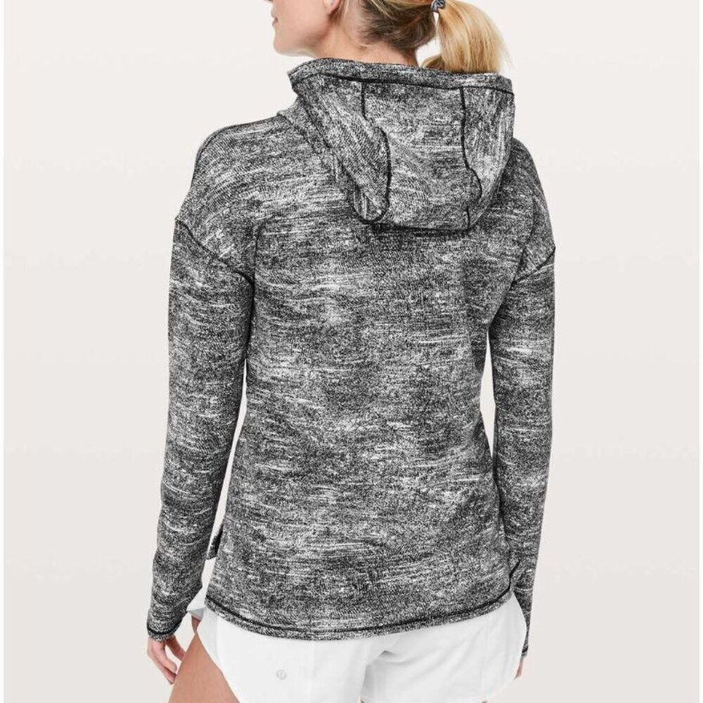 Lululemon Forever Endeavour Long Sleeve Hoodie Rush Jacquard Black White Size 4 - Picture 2 of 9